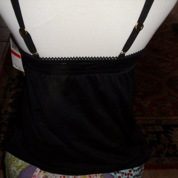 Betsey Johnson Swim Tankini Top Black XS-S S2012 NWT - Picture 4 of 10